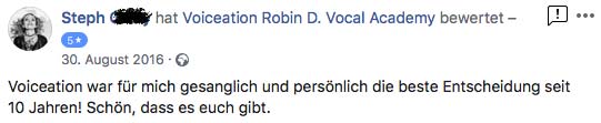 Steph Bewertung Voiceation Robin D. Vocal Academy